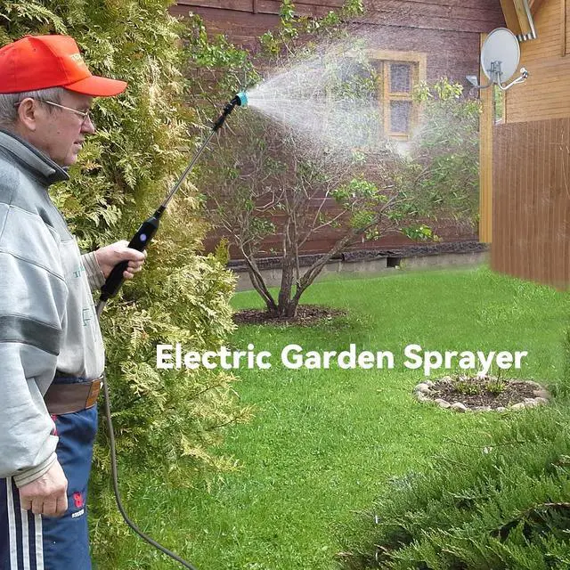 Alt view image 2 of 7 - TOOVEM Electric Garden Sprayer, Portable Battery Powered Watering Wand, Rechargeable Plant Spray Mister with Telescopic Wand, 3 Adjustable Nozzles and 10ft Water Hose for Yard Lawn Weeds Plants