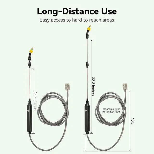 Alt view image 5 of 7 - TOOVEM Electric Garden Sprayer, Portable Battery Powered Watering Wand, Rechargeable Plant Spray Mister with Telescopic Wand, 3 Adjustable Nozzles and 10ft Water Hose for Yard Lawn Weeds Plants
