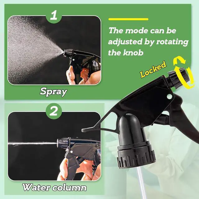 Alt view image 4 of 7 - 6pcs Spray Bottle Replacement Nozzle- Reusable Heavy Duty Mist Spray & Stream Sprayer Replacement Tops Fit Standard 28/400 Neck 32oz, 16oz, 8oz Bottles for Home Office Cleaning Household Gifts, Black