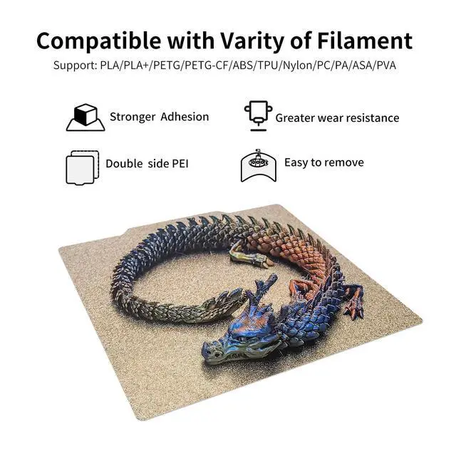 Alt view image 6 of 6 - 165 x165mm Adventurer 3,Ender 2 pro Build Plate Double Sided Textured Spring Steel PEI Heated Bed with Magnetic Base for Adventurer 3/Ender 2 pro/LulzBot Mini 2 Desktop 3D Printer.