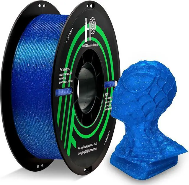 Main image of HP3DF Glitter PLA Filament, Twinkling 3D Printer Filament, PLA Filament 1.75mm Dimensional Accuracy +/- 0.02mm, 1KG Spool (2.2 lbs), Fit Most FDM Printer (Glitter Blue)