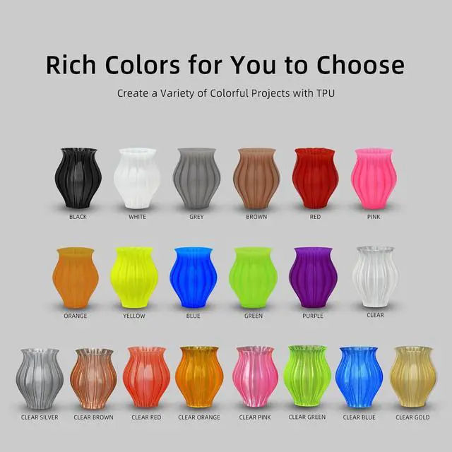 Alt view image 5 of 7 - Geeetech TPU Filament 1.75mm, Shore 95A Flexible 3D Printer Filament with High Elasticity, 1KG (2.2lbs) Spool, Dimensional Accuracy ±0.03mm, Fits Most FDM Printersl, Clear Orange
