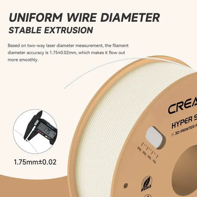 Alt view image 4 of 7 - Official CREALITY Hyper PLA Filament 1.75mm, High Speed PLA 30-600mm/s 3D Printer Filament, Dimensional Accuracy +/-0.02mm, Fit Most FDM 3D Printers1KG(2.2lbs) Spool White