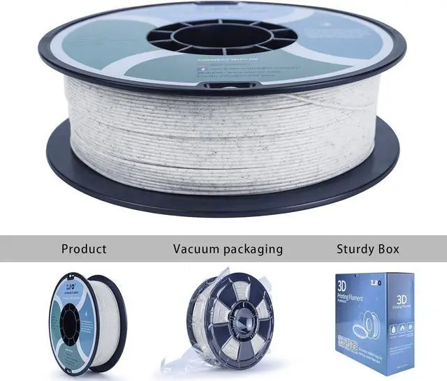 Alt view image 2 of 7 - ZIRO PLA Marble Filament 1.75mm, Nature Rock-Like 3D Printing Material, Fit for Most FDM 3D Printers, 2.2lbs Spool, Marble