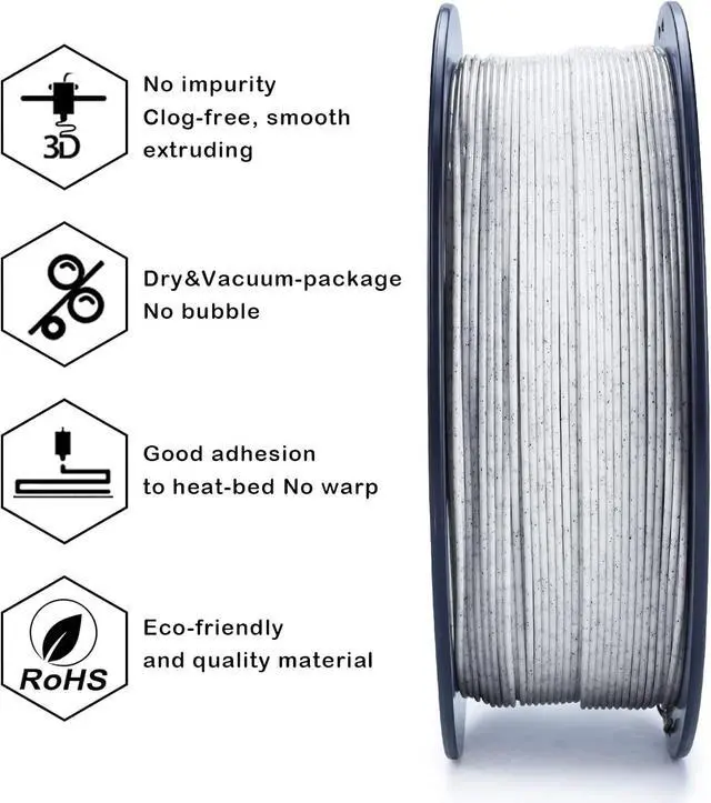 Alt view image 4 of 7 - ZIRO PLA Marble Filament 1.75mm, Nature Rock-Like 3D Printing Material, Fit for Most FDM 3D Printers, 2.2lbs Spool, Marble