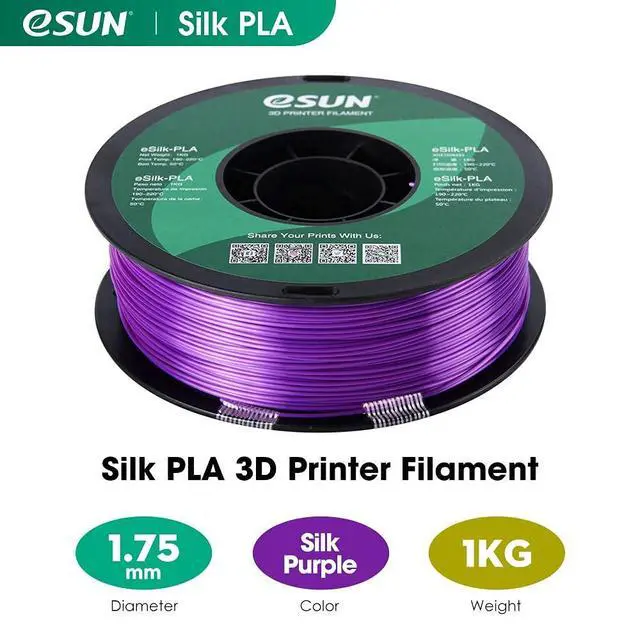 Alt view image 2 of 7 - eSUN Silk PLA 3D Printer Filament, Dimensional Accuracy +/- 0.03 mm, 1 kg Spool, 1.75 mm, Purple