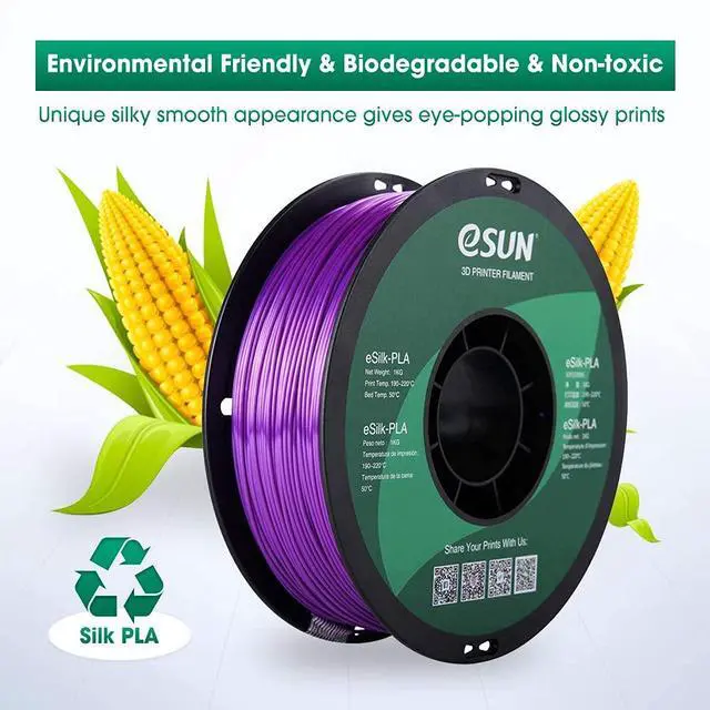 Alt view image 5 of 7 - eSUN Silk PLA 3D Printer Filament, Dimensional Accuracy +/- 0.03 mm, 1 kg Spool, 1.75 mm, Purple