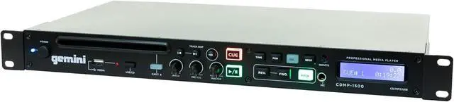 Alt view image 2 of 5 - Gemini Professional Rackmount CD Player - DJ CD Player with Pitch Control, USB Media Player, Anti-Shock Technology, XLR/RCA Outputs, Remote Control for Venues, Studios & Events (CDMP-1500)