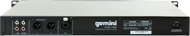 Alt view image 3 of 5 - Gemini Professional Rackmount CD Player - DJ CD Player with Pitch Control, USB Media Player, Anti-Shock Technology, XLR/RCA Outputs, Remote Control for Venues, Studios & Events (CDMP-1500)