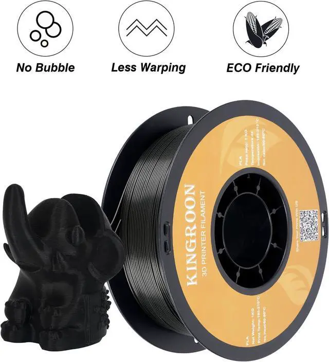 Alt view image 3 of 7 - Kingroon PLA 3D Printer Filament, Dimensional Accuracy +/- 0.02 mm, 1 kg Spool(2.2lbs), 1.75 mm4kG Black+White+Red+Blue