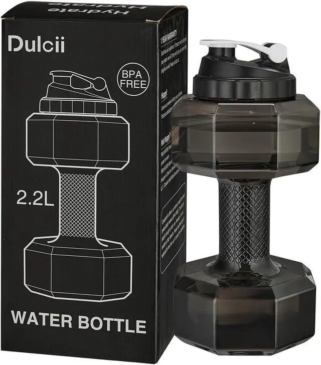 Alt view image 3 of 7 - 2.2L / 75Oz Dumbbell Shape Water Bottle, PETG Eco-friendly Sports Fitness Exercise Water Jug for Gym, Yoga, Running, Outdoors, Cycling, and Camping