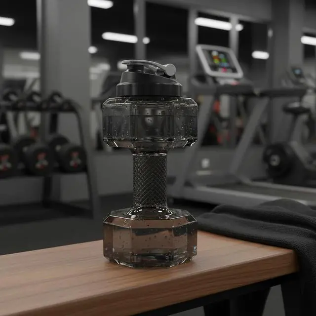 Alt view image 4 of 7 - 2.2L / 75Oz Dumbbell Shape Water Bottle, PETG Eco-friendly Sports Fitness Exercise Water Jug for Gym, Yoga, Running, Outdoors, Cycling, and Camping