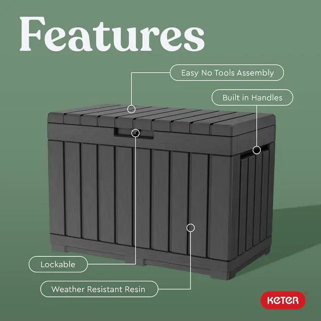 Alt view image 3 of 7 - Keter Kentwood 50 Gallon Resin Deck Box-Organization and Storage for Patio Cushions, Throw Pillows and Garden Tools, Dark Grey