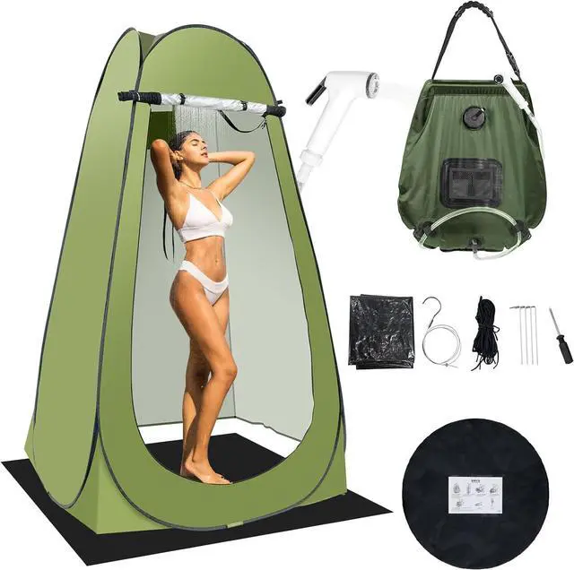 Main image of Portable Camping Shower Tent,Shower Tent Kit, Outdoor Pop Up Privacy Tent,Changing Tent with 5 Gallon Shower Bag-(Nozzle Upgraded)