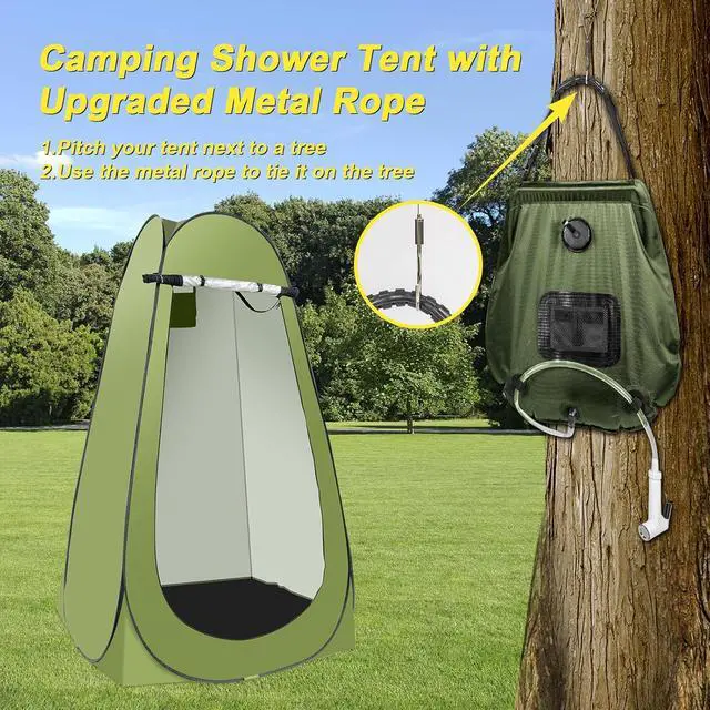 Alt view image 3 of 7 - Portable Camping Shower Tent,Shower Tent Kit, Outdoor Pop Up Privacy Tent,Changing Tent with 5 Gallon Shower Bag-(Nozzle Upgraded)