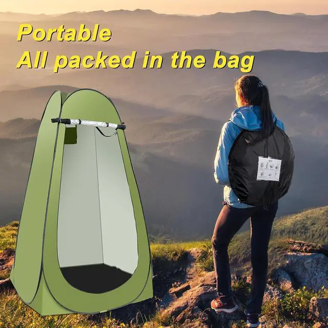 Alt view image 5 of 7 - Portable Camping Shower Tent,Shower Tent Kit, Outdoor Pop Up Privacy Tent,Changing Tent with 5 Gallon Shower Bag-(Nozzle Upgraded)