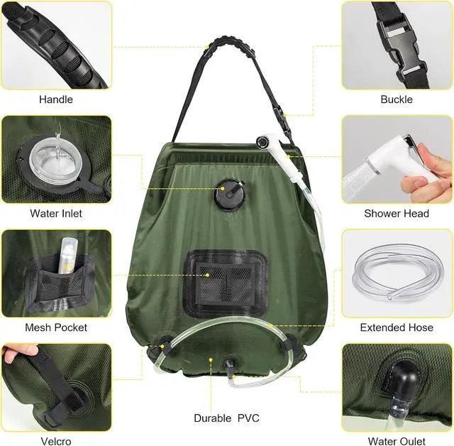 Alt view image 7 of 7 - Portable Camping Shower Tent,Shower Tent Kit, Outdoor Pop Up Privacy Tent,Changing Tent with 5 Gallon Shower Bag-(Nozzle Upgraded)