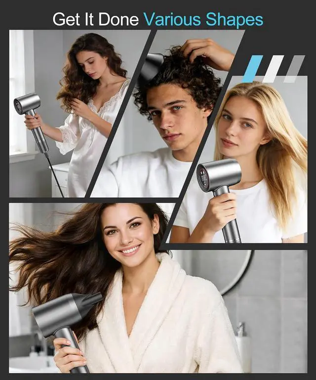 Alt view image 7 of 7 - Cosy Companions Hair Dryer - Negative Ionic Blow Dryer with 150000 RPM High Speed Brushless Motor for Fast Drying, Low Noise, HD Display Hair Dryer with Diffuser and Nozzle, 5 Temps & 2 Speeds
