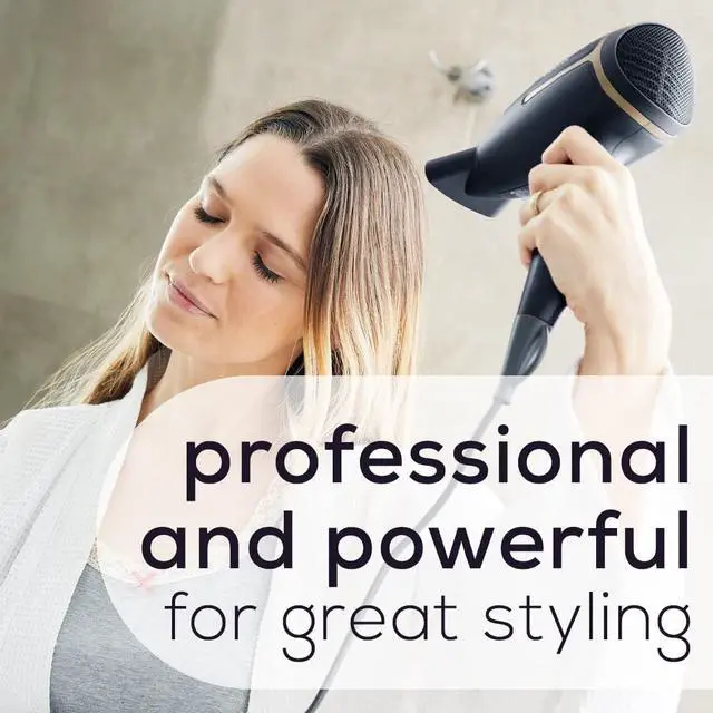 Alt view image 7 of 7 - Beurer HC25 Ionic Hair Dryer for Travel with Voltage Switch 1600W Anti Frizz Blow Dryer, Foldable Handle, Lightweight Styler, Nozzle Attachment, Black and Rose Gold