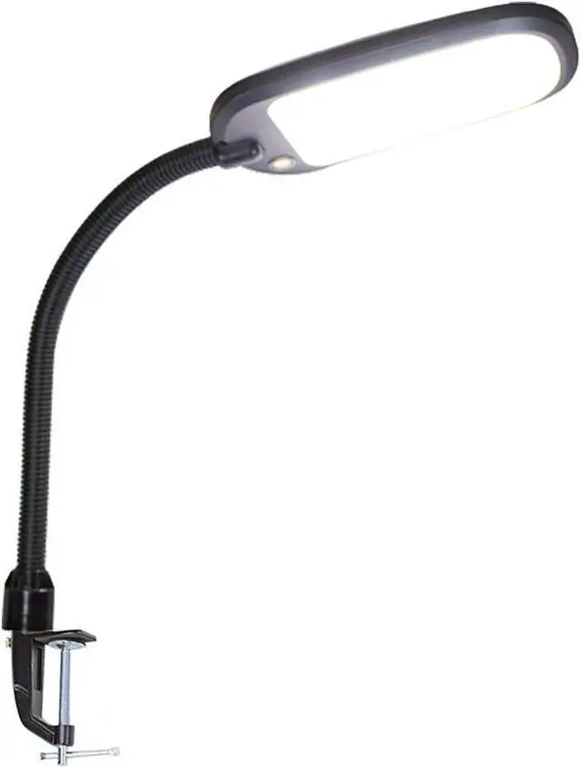 Main image of HomeConcept LED Clamp Lamp Bright-Reader Full Spectrum Hi-Output 2,100 LUX, Dimmable, Energy Efficient 12w, 6,400k (for Paperwork,Reading, Knitting, Hobbies) Black Color with Adjustable Goose-Neck