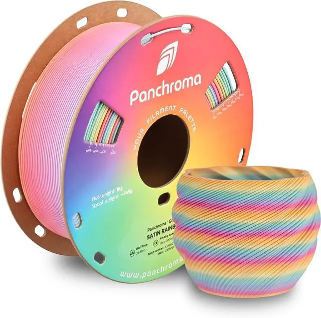 Main image of Polymaker Panchroma Gradient Satin Rainbow 3D Printer PLA Filament 1.75mm, Multicolor 3D Printing PLA Filament, 1kg Spool (2.2lbs)