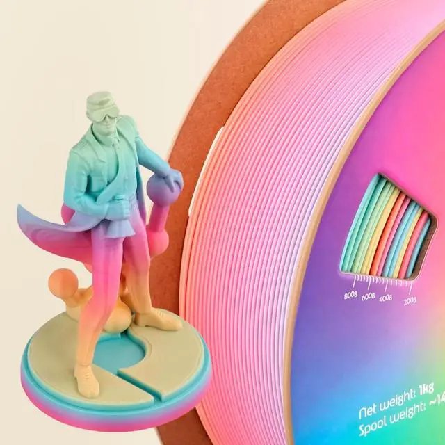 Alt view image 4 of 7 - Polymaker Panchroma Gradient Satin Rainbow 3D Printer PLA Filament 1.75mm, Multicolor 3D Printing PLA Filament, 1kg Spool (2.2lbs)