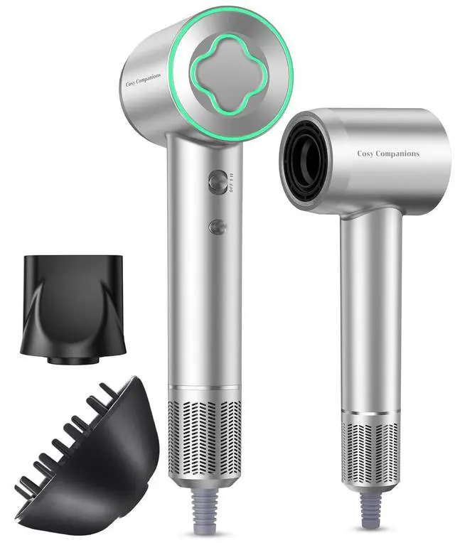 Main image of Cosy Companions High-Speed Ionic Hair Dryer, 150000 RPM Brushless Motor for 2-5Min Fast Drying, Low Noise Blow Dryer Reduces Frizz & Heat Damage, Lightweight Hair Dryer with Diffuser & Nozzle, Silvery