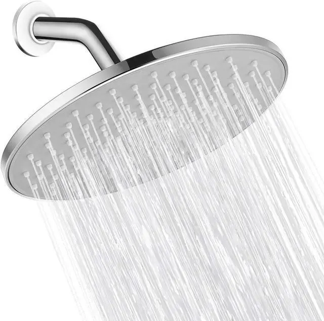 Main image of Waterfall Showerhead VMASSTONE High Pressure Showerhead - Tool Free Installation- with Large Spray Surfaces and 200 Nozzles for Delicate and Unstimulate Shower Experience (EM-001 Chrome/Light Grey)