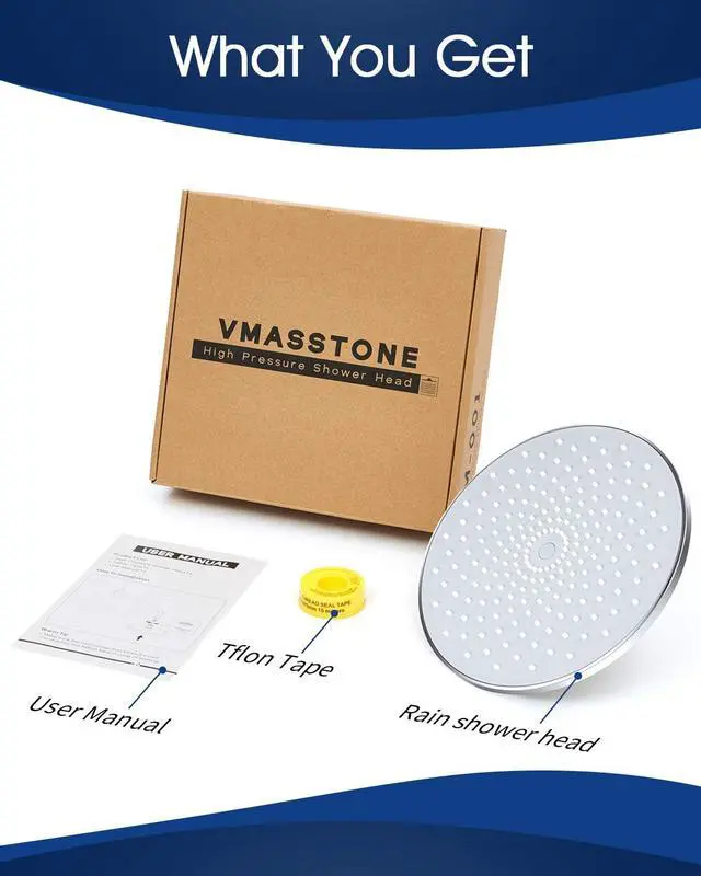 Alt view image 6 of 7 - Waterfall Showerhead VMASSTONE High Pressure Showerhead - Tool Free Installation- with Large Spray Surfaces and 200 Nozzles for Delicate and Unstimulate Shower Experience (EM-001 Chrome/Light Grey)
