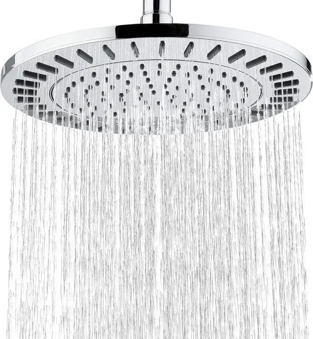 Main image of BRIGHT SHOWERS Rain Shower Head, 9 Inch High Pressure Waterfall Showerhead with Adjustable Angle and Anti-clogging Silicone Nozzles, Luxury Bathroom Overhead Shower, Chrome