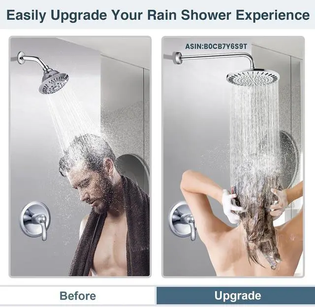 Alt view image 4 of 7 - BRIGHT SHOWERS Rain Shower Head, 9 Inch High Pressure Waterfall Showerhead with Adjustable Angle and Anti-clogging Silicone Nozzles, Luxury Bathroom Overhead Shower, Chrome