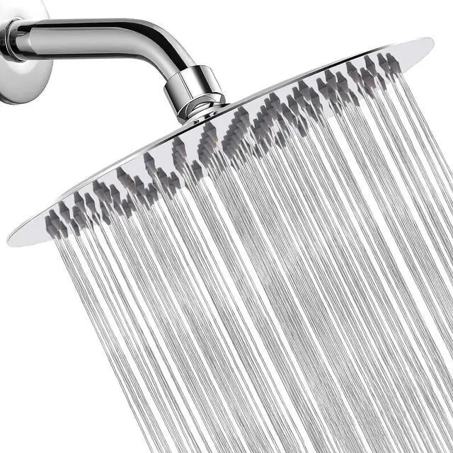 Main image of Rain Shower Head High Flow Stainless Steel Rainfall Shower Head - 10 Inch Luxury Design with Adjustable Angles, Anti-Clogging Nozzles, Easy Install, Premium Chrome Finish for Bathroom