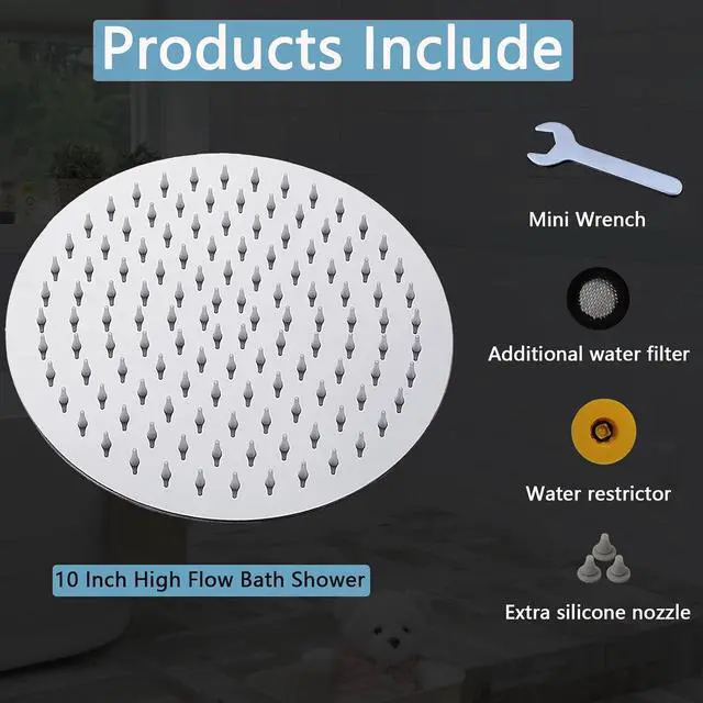 Alt view image 2 of 7 - Rain Shower Head High Flow Stainless Steel Rainfall Shower Head - 10 Inch Luxury Design with Adjustable Angles, Anti-Clogging Nozzles, Easy Install, Premium Chrome Finish for Bathroom