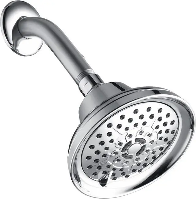 Main image of Rainovo 6 Spray Settings High Pressure Shower Head 5" Rain Fixed Showerhead - Chrome Adjustable Shower Head with Anti-Clogging Nozzles, Low Flow Easily Installation (RN-AU055003CP)