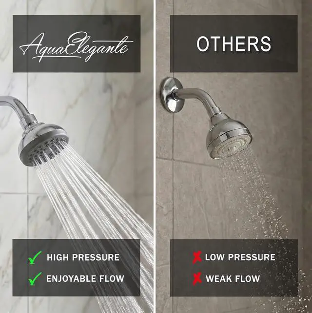Alt view image 2 of 7 - Aqua Elegante Pressure Boosting Shower Head - 3 Inch Wall Mount Water Saving Showerhead Best For Low Flow Showers With Anti-Clog Nozzles & Adjustable Brass Fitting - 2.5 GPM - Polished Chrome