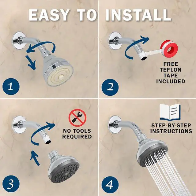 Alt view image 5 of 7 - Aqua Elegante Pressure Boosting Shower Head - 3 Inch Wall Mount Water Saving Showerhead Best For Low Flow Showers With Anti-Clog Nozzles & Adjustable Brass Fitting - 2.5 GPM - Polished Chrome