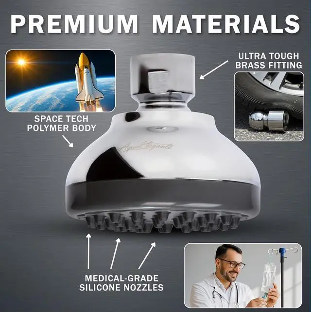 Alt view image 4 of 7 - Aqua Elegante Pressure Boosting Shower Head - 3 Inch Wall Mount Water Saving Showerhead Best For Low Flow Showers With Anti-Clog Nozzles & Adjustable Brass Fitting - 2.5 GPM - Polished Chrome