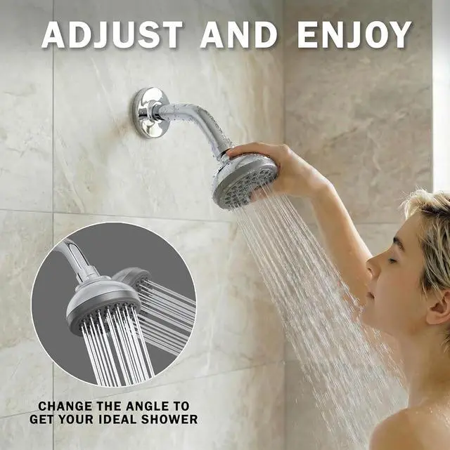 Alt view image 3 of 7 - Aqua Elegante Pressure Boosting Shower Head - 3 Inch Wall Mount Water Saving Showerhead Best For Low Flow Showers With Anti-Clog Nozzles & Adjustable Brass Fitting - 2.5 GPM - Polished Chrome