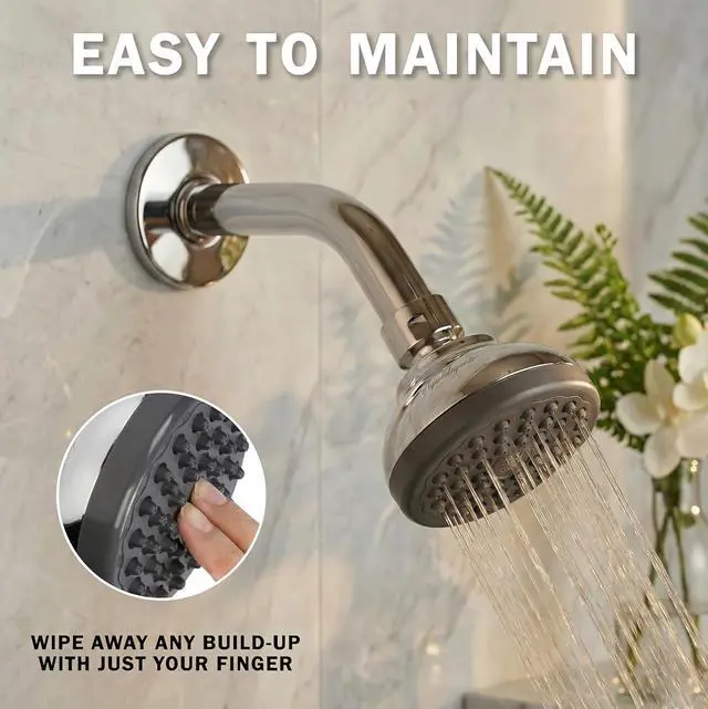 Alt view image 6 of 7 - Aqua Elegante Pressure Boosting Shower Head - 3 Inch Wall Mount Water Saving Showerhead Best For Low Flow Showers With Anti-Clog Nozzles & Adjustable Brass Fitting - 2.5 GPM - Polished Chrome