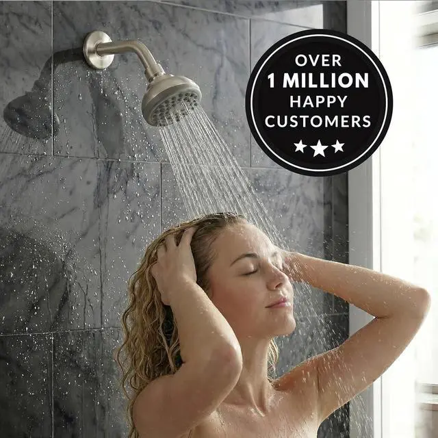 Alt view image 7 of 7 - Aqua Elegante Pressure Boosting Shower Head - 3 Inch Wall Mount Water Saving Showerhead Best For Low Flow Showers With Anti-Clog Nozzles & Adjustable Brass Fitting - 2.5 GPM - Polished Chrome