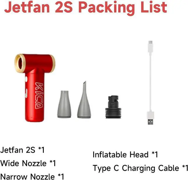 Alt view image 7 of 7 - KiCA Jetfan 2S Electric Air Duster for Computer/Keyboard/House Cleaning/Camera Lens/Camping/BBQ/Car/Barbershop/Hair Drying,117000RPM,Upgraded Nozzle/BatteryLife,Air Can Substitute Tool-Red