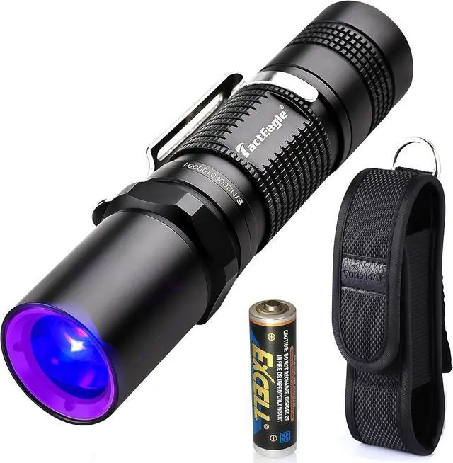 Main image of 365nm Black Light Flashlight, UV Flashlight, Black Light Flashlight Mini for Pet Urine Detection, Resin Curing, Blood Tracking, A/C Leak, Scorpion, Uranium Glass