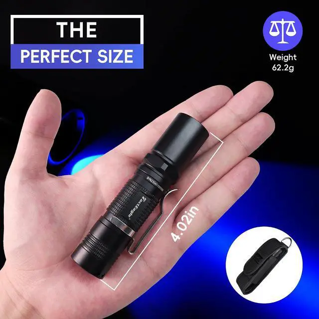 Alt view image 6 of 7 - 365nm Black Light Flashlight, UV Flashlight, Black Light Flashlight Mini for Pet Urine Detection, Resin Curing, Blood Tracking, A/C Leak, Scorpion, Uranium Glass
