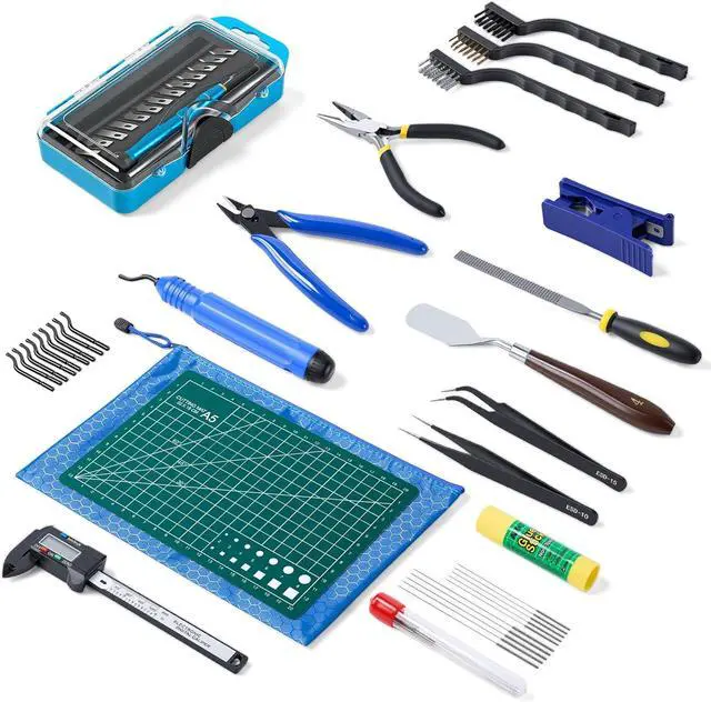 Main image of YEETIN 45 Pieces 3D Printer Tools Kit, 3D Printing Accessory Includes Deburring Tool, Digital Caliper, Art Knife Set, Tube Cutter, Storage Bag Suitable for 3D Print Removing, Cleaning, Finishing