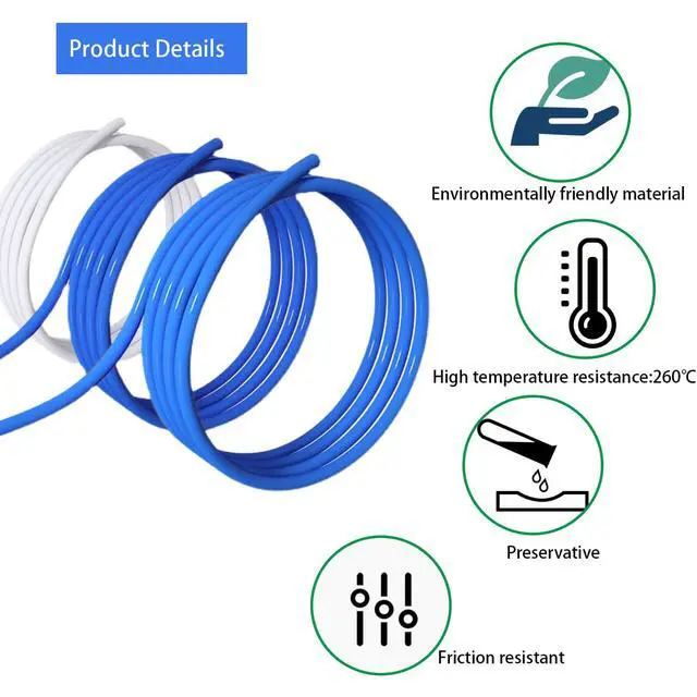 Alt view image 3 of 6 - 3D Printer Bowden Tube 2M, PTFE Tube Teflon Bowden Tubing with high Grade PC4-M6 & PC4-M10 Pneumatic Fittings,Tube Cutter, for 1.75mm Filament Ender 3/Ender 3 V2/Ender 3 Pro/CR 10 Series