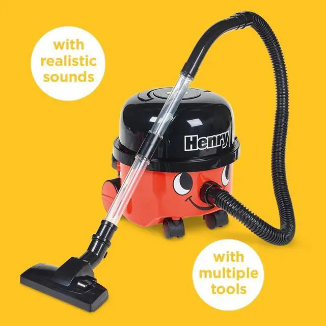 Alt view image 2 of 7 - Casdon Henry & Hetty Toys - Henry Vacuum Cleaner - Red Vacuum Cleaning Toy with Real Function & Nozzle Accessories - Kids Cleaning Set - For Children Aged 3+