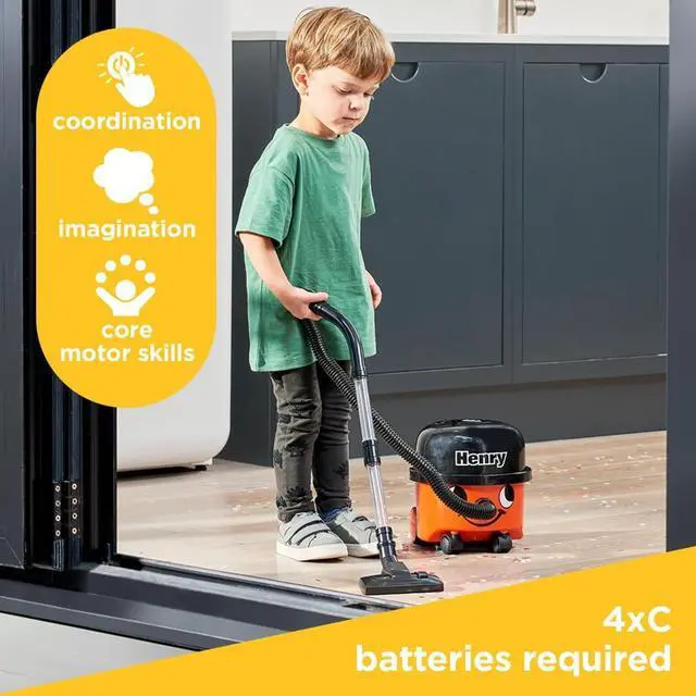 Alt view image 3 of 7 - Casdon Henry & Hetty Toys - Henry Vacuum Cleaner - Red Vacuum Cleaning Toy with Real Function & Nozzle Accessories - Kids Cleaning Set - For Children Aged 3+
