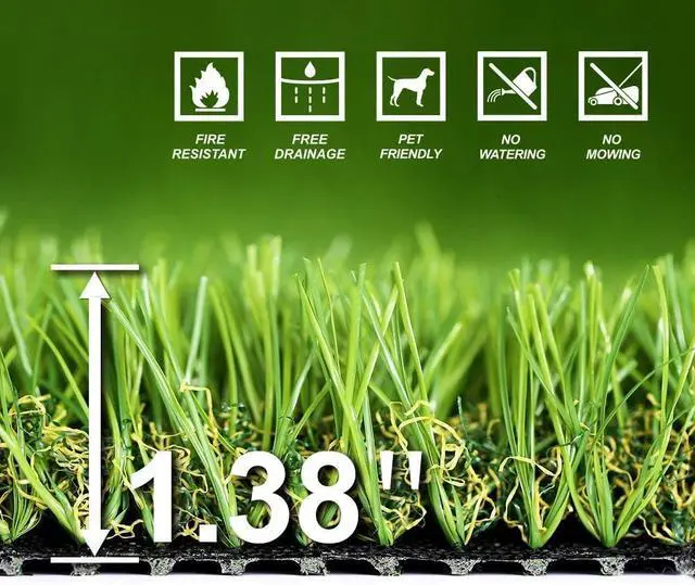 Alt view image 2 of 6 - Petgrow · Deluxe Realistic Artificial Grass Turf 4FTX6FT, 70 oz Face Weight/Drainage Holes/Rubber Backing, Indoor Outdoor Pet Faux Synthetic Grass Astro Rug Carpet for Garden Backyard Patio Balcony