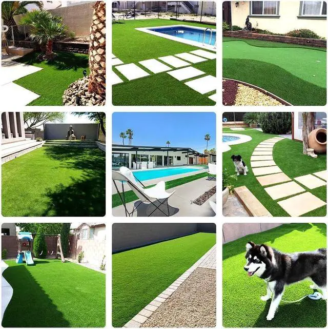Alt view image 6 of 6 - Petgrow · Deluxe Realistic Artificial Grass Turf 4FTX6FT, 70 oz Face Weight/Drainage Holes/Rubber Backing, Indoor Outdoor Pet Faux Synthetic Grass Astro Rug Carpet for Garden Backyard Patio Balcony