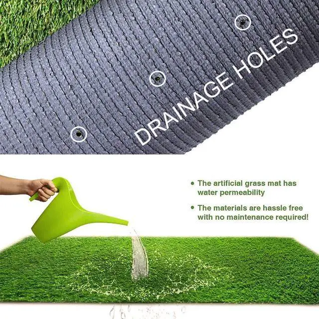 Alt view image 4 of 7 - Petgrow Synthetic Artificial Grass Turf Lawn 4ft x 10ft, 1.38" Outdoor/Indoor Fake Grass Rug Astroturf for Dogs,Faux Grass Rug with Drainage Holes/Custom Size Provided